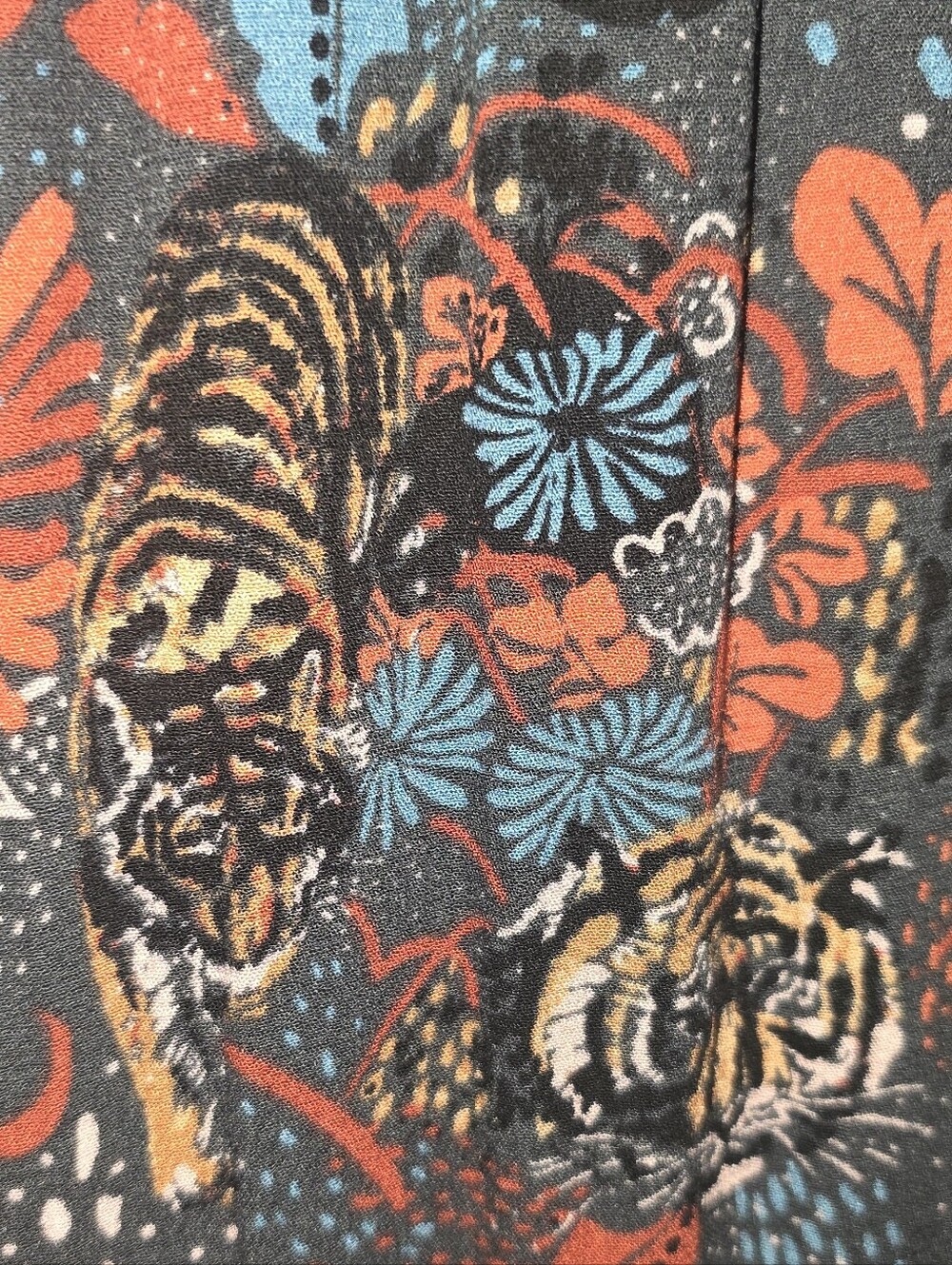 Free People Tiger Pint Maxi Dress with Blue and Rust Floral Accents 100% Rayon - Picture 4 of 14
